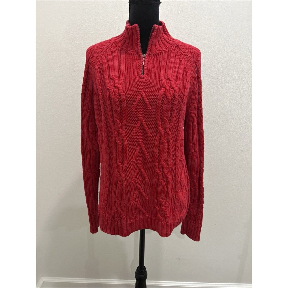 Jillian Nicole  Womens Sz XL Red Cable Knit sweater Long Sleeve Zipper